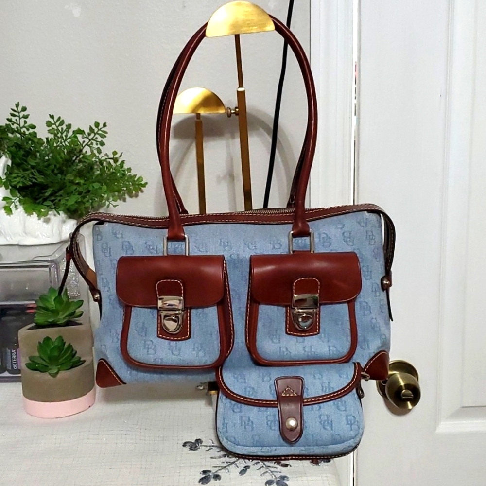 DOONEY & BOURKE SIGNATURE DOUBLE FRONT POCKETS SATCHEL BAG AND MINI BAG
